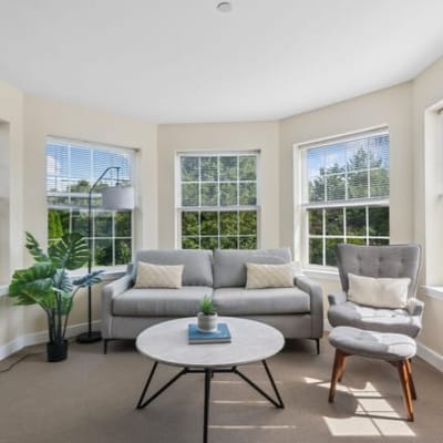 Bright common area with comfortable seating