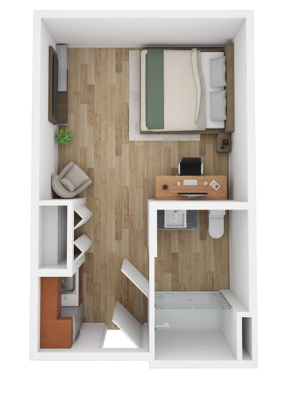 Interior layout of a private resident room