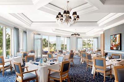 Dining room with elegant decor and table settings