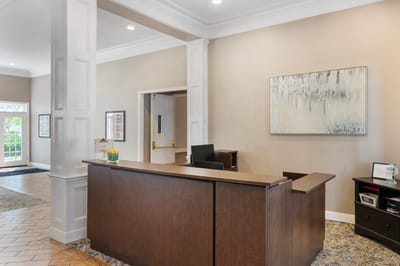 Reception area of a senior living facility