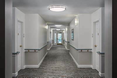 Interior hallway of the senior living facility
