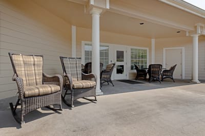 Outdoor seating area at a senior living facility