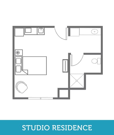Floor plan of a studio residence