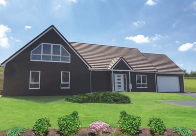 Exterior view of a modern house with garden