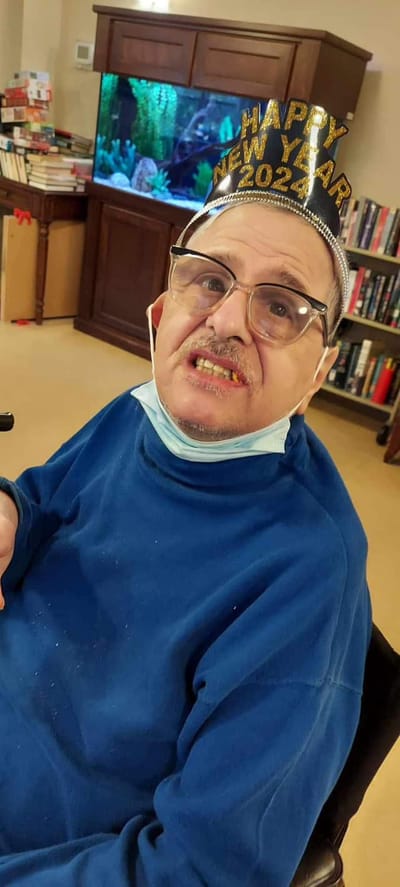 Resident celebrating New Year in the facility.