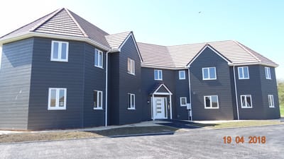 Exterior view of a modern assisted living facility