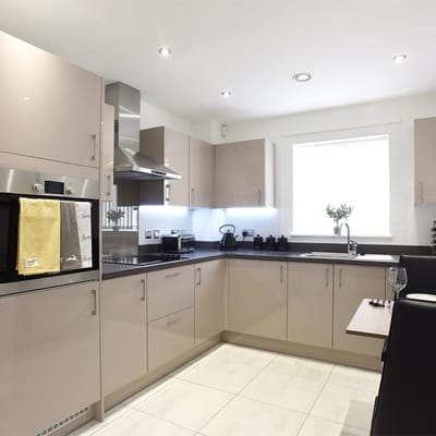 Modern kitchen with elegant design and lighting