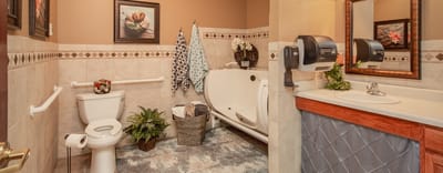 Well-equipped bathroom with safety features