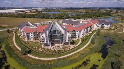 Aerial view of Wixams Retirement Village surrounded by greenery