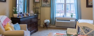Bright and cozy interior of a resident's room