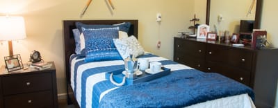 Cozy private resident room with decorative touches