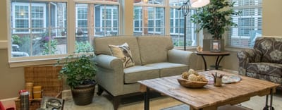 Bright common area with comfortable seating