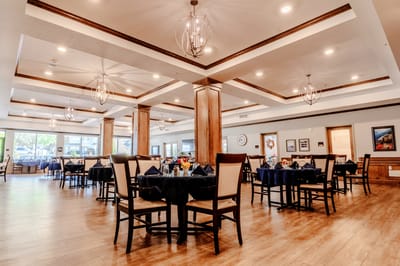 Elegant dining area with neatly arranged tables
