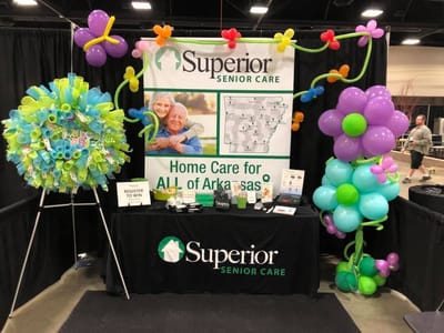 Decorative booth with promotional materials for Superior Senior Care