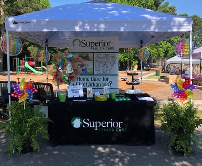 Colorful booth at a community event.