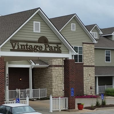 Exterior view of Vintage Park facility entrance.