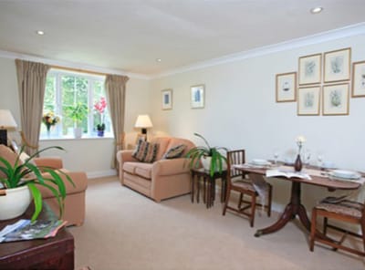Cozy common area with seating and dining setup