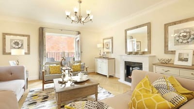Well-decorated common area with seating and decor.