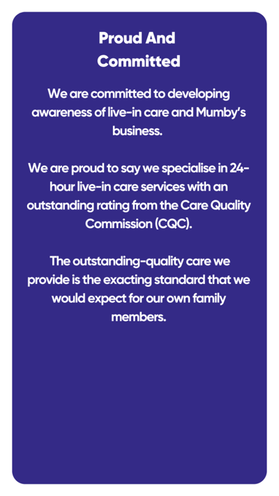 Text promoting live-in care services.