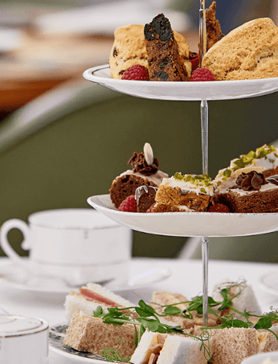 Succulent afternoon tea with desserts and tea.
