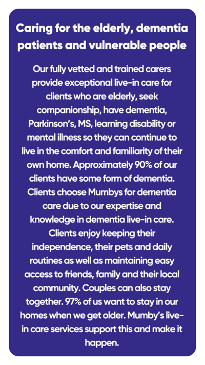 Text describing care services for the elderly.