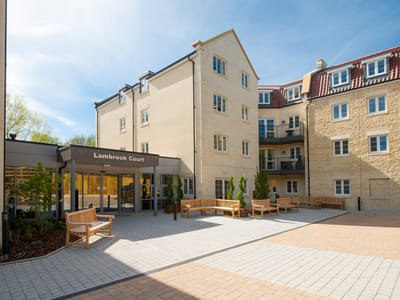 Exterior view of Lambrook Court retirement facility.