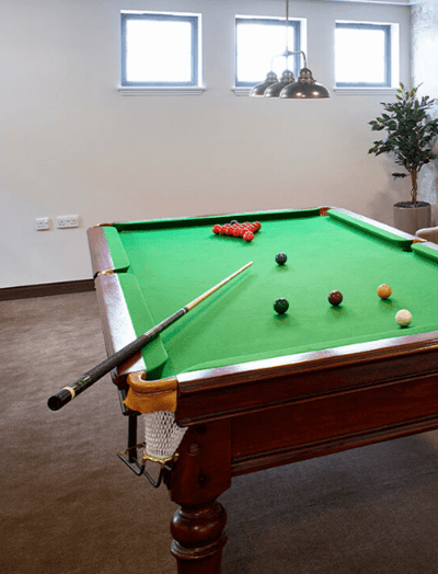 Pool table in a common area