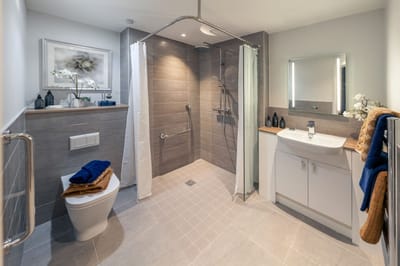 Modern bathroom in a senior living facility