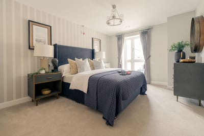 Cozy bedroom with modern decor.