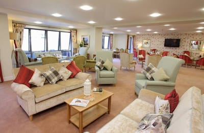 Seating area with comfortable lounge furniture.