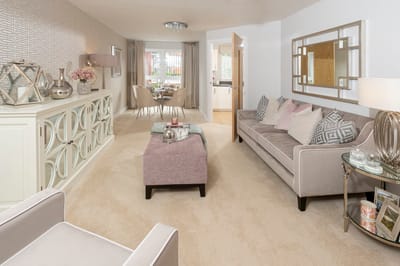 Elegant interior common area with soft furnishings.