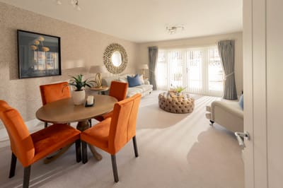 Bright and welcoming common area with modern decor.