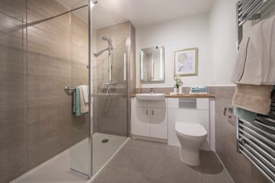 Modern bathroom with shower and sink
