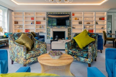 Cozy common area with colorful seating