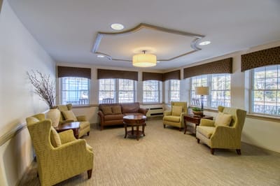 Cozy common area with seating and natural light