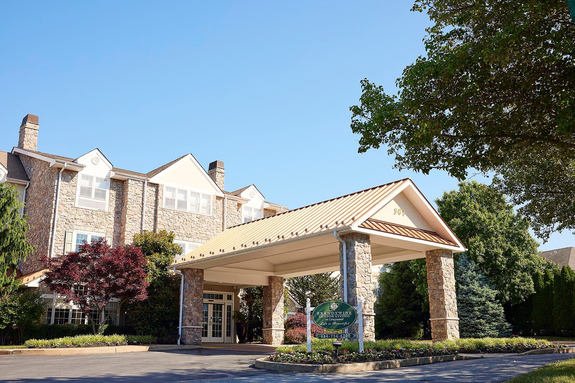 Exterior view of Brandywine Longwood facility entrance