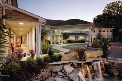 Exterior view of Brandywine Dresher Estates with gardens