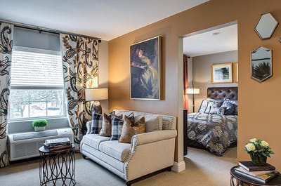Cozy interior view of a resident room with decor
