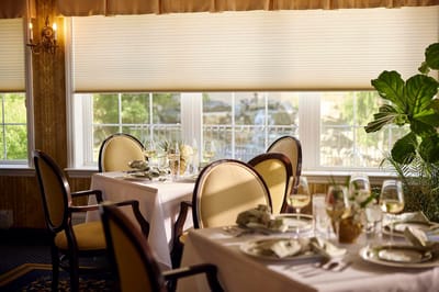 Elegant dining room setup with beautiful natural light