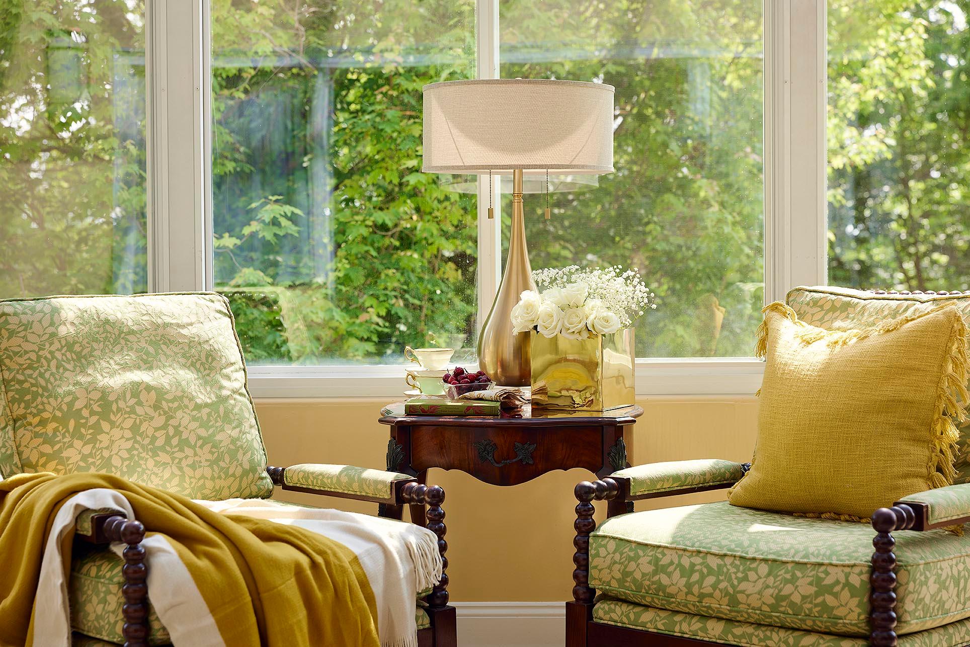 Cozy seating area with natural light