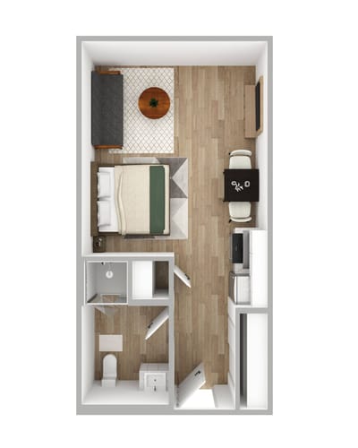 Architectural floor plan of a resident room