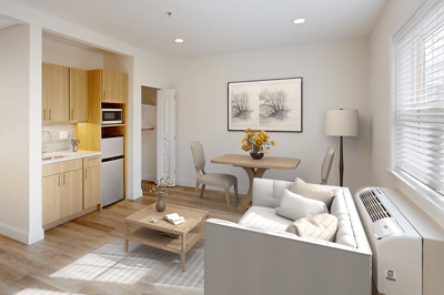 Bright interior of a modern resident room