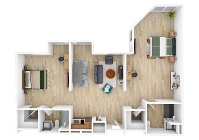 Architectural floor plan of a resident unit layout
