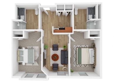 Architectural floor plan of a living unit