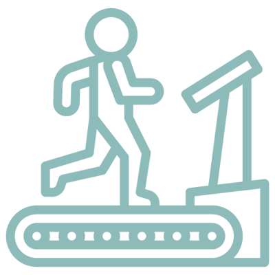 Generic icon of a person running on a treadmill