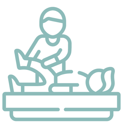 Graphic representation of a person gardening