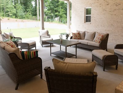 Outdoor seating area with comfortable furniture