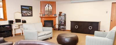 Comfortable common area with seating and decor