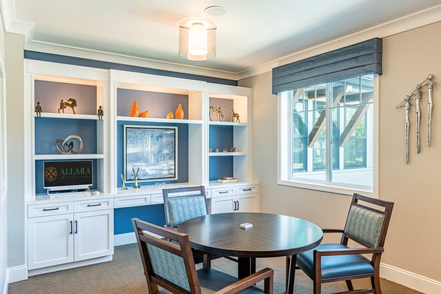 Interior common area with a table and decor