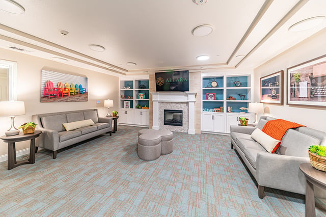 Comfortable common area with seating and decor